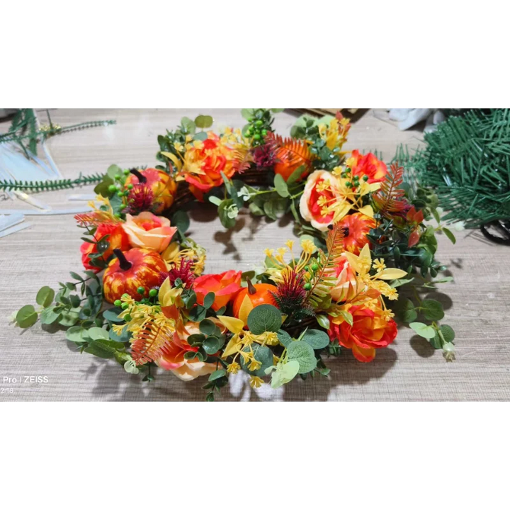 Autumna Charm höstkrans | Pumpa och rotting | 40 cm | Handgjord dekoration för höst och Thanksgiving