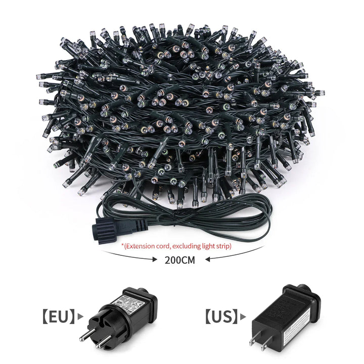 LuminaraX | LED-ljusslinga för utomhusbruk 24V | 8 belysningslägen | Vattentät IP65 | 10–100 m | För trädgård, hem och julpynt