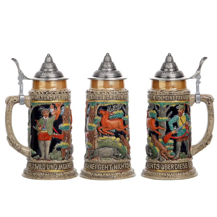 Ölsejdel med relief och lock i tenn (0,8 l) – Bayern-sejdel Oktoberfest 2025