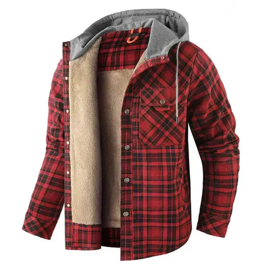 Män Hooded Plaid Tröjor Jacka