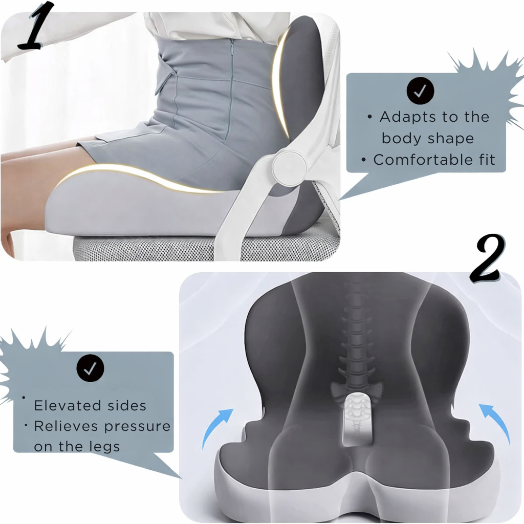 Stolskudde | Ergonomisk kudde i minnesskum | Viktavlastande & halkfri | ErgoComfort