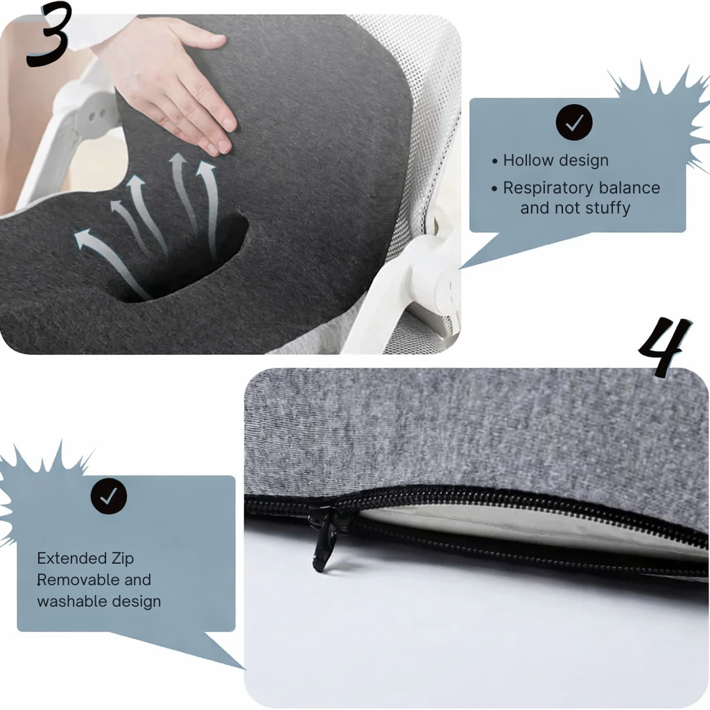 Stolskudde | Ergonomisk kudde i minnesskum | Viktavlastande & halkfri | ErgoComfort
