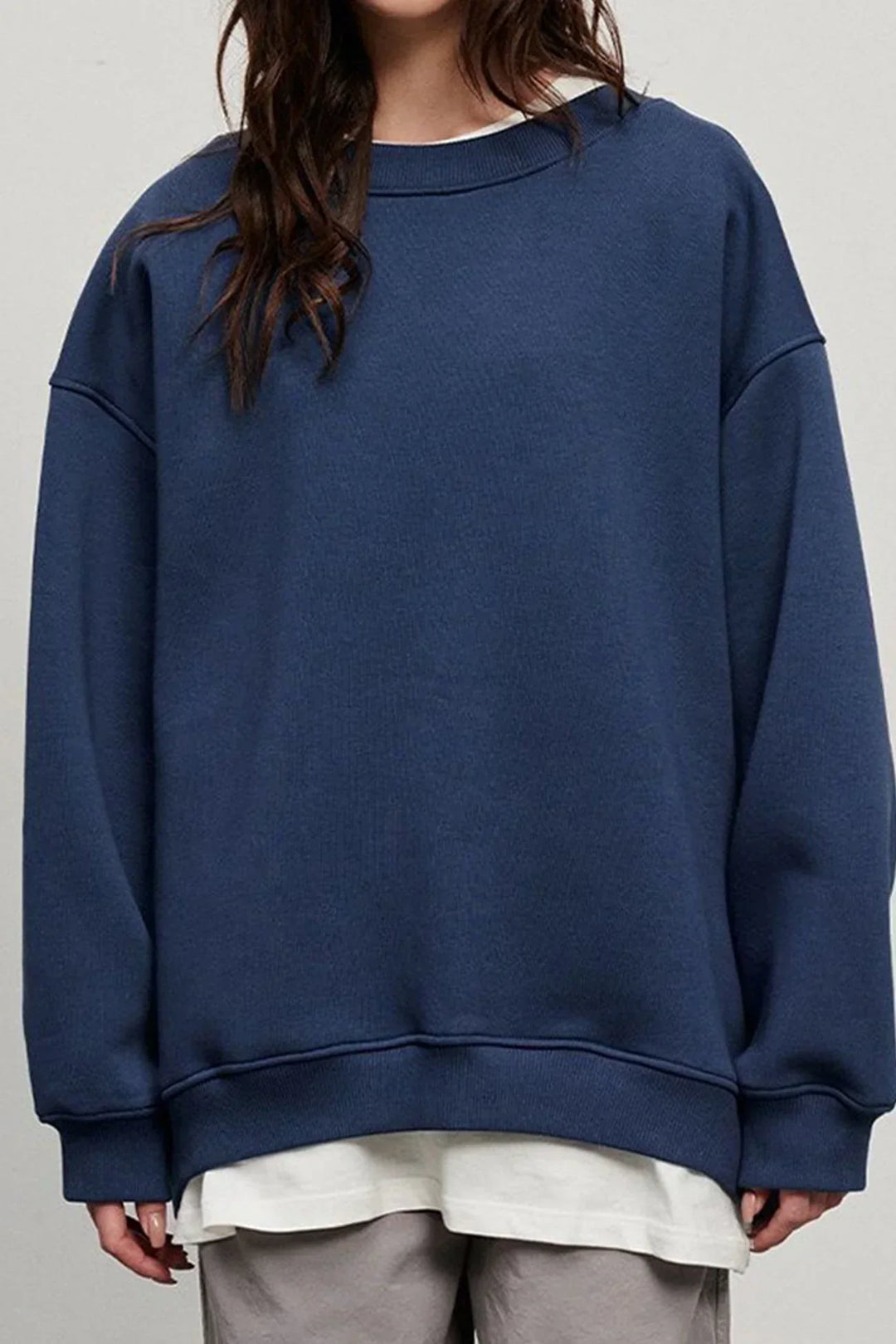 Oversized sweatshirt dam – bomull, casual med rund halsringning för bekväma vardagsoutfits