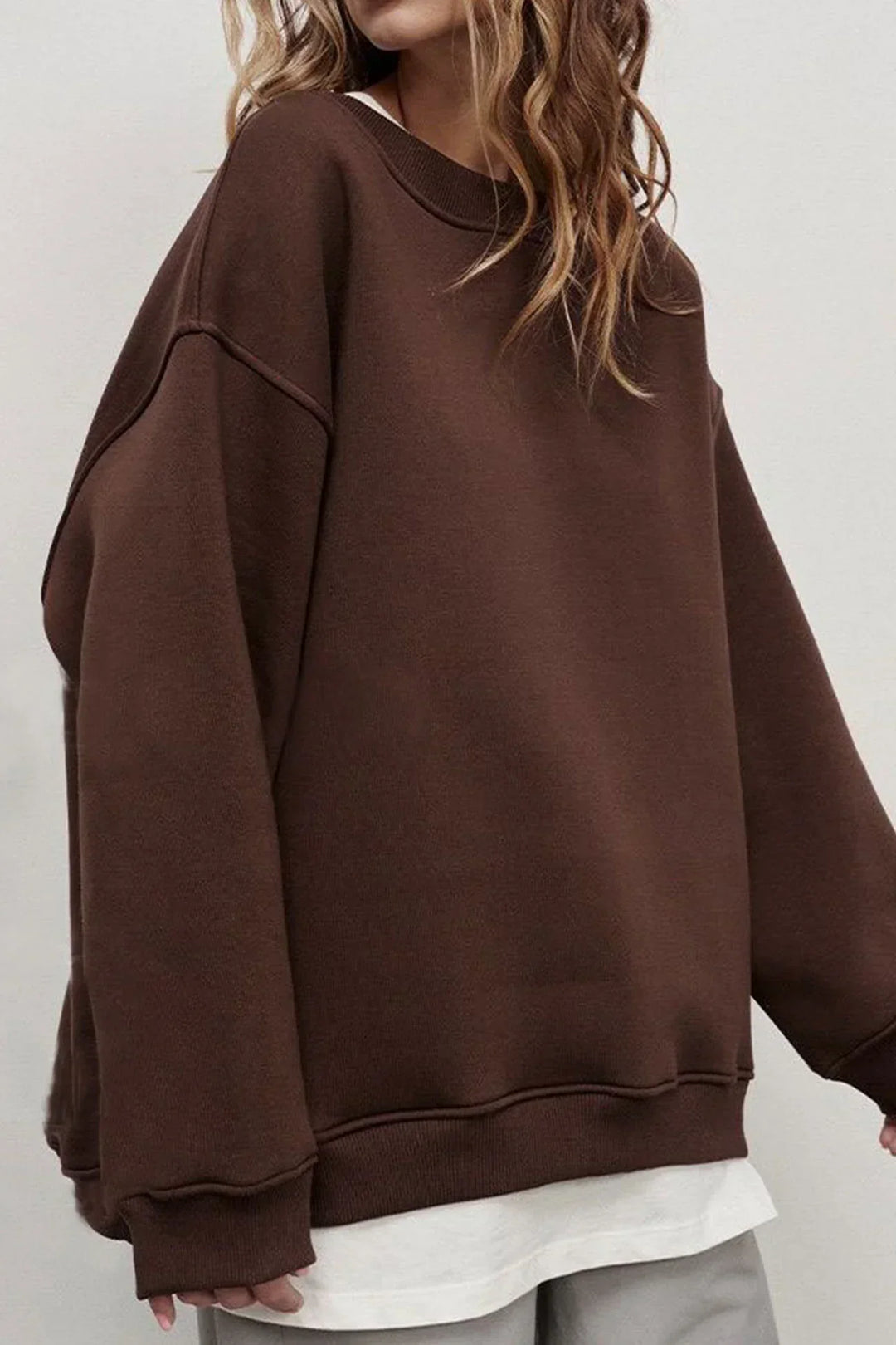 Oversized sweatshirt dam – bomull, casual med rund halsringning för bekväma vardagsoutfits