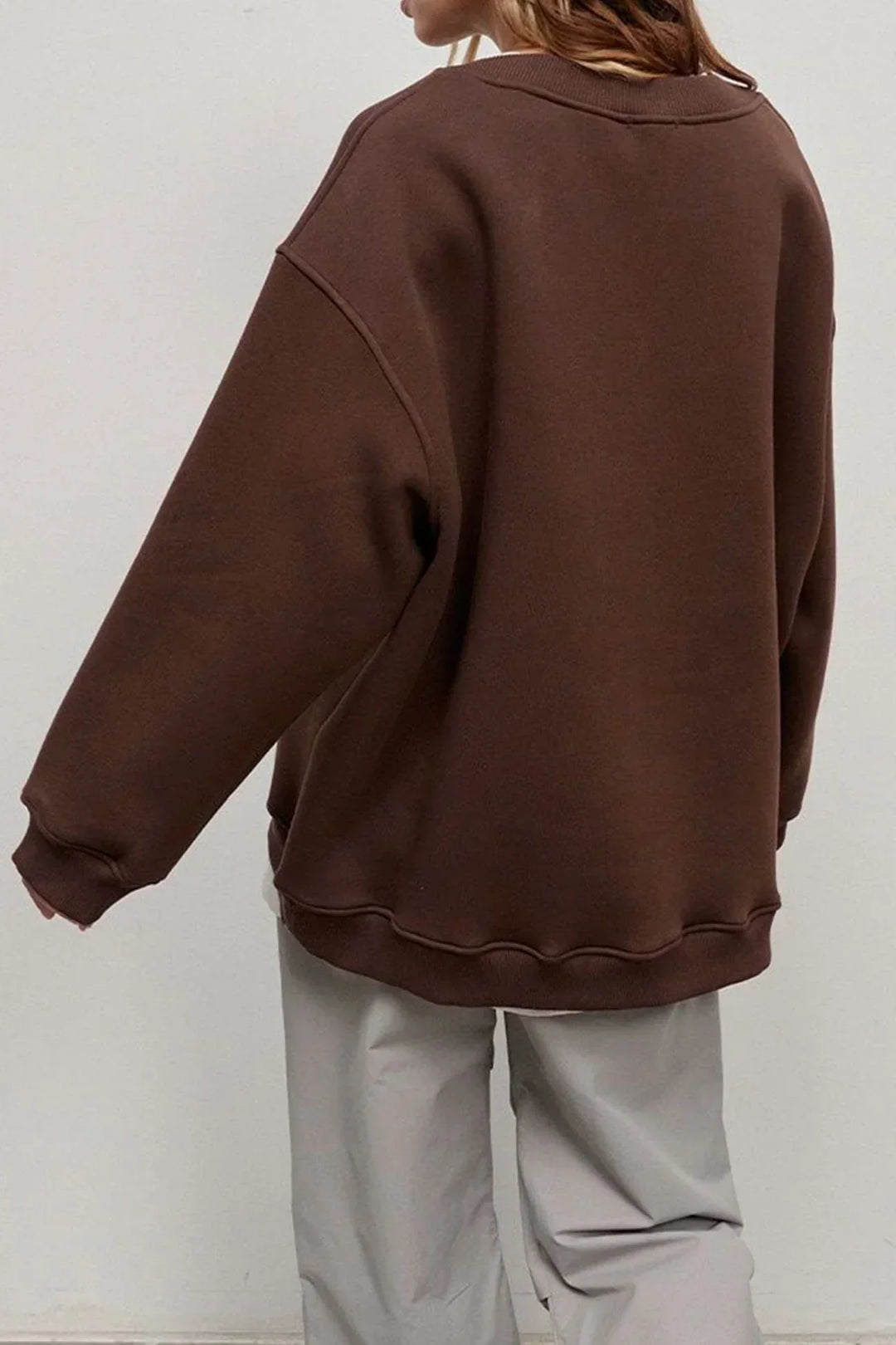 Oversized sweatshirt dam – bomull, casual med rund halsringning för bekväma vardagsoutfits