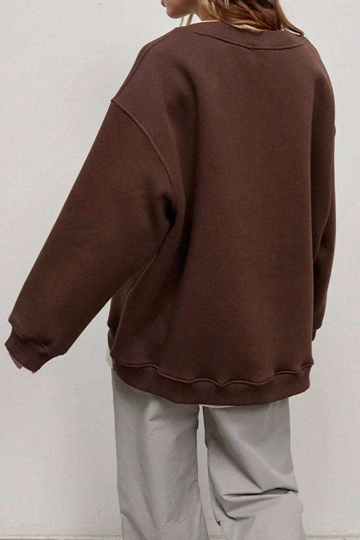 Oversized sweatshirt dam – bomull, casual med rund halsringning för bekväma vardagsoutfits