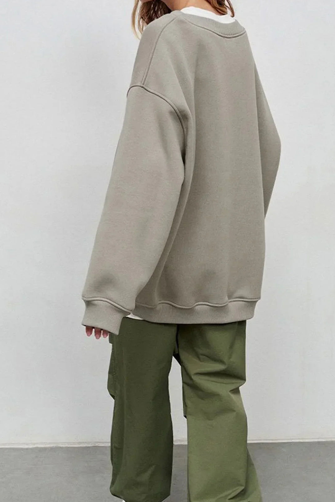 Oversized sweatshirt dam – bomull, casual med rund halsringning för bekväma vardagsoutfits