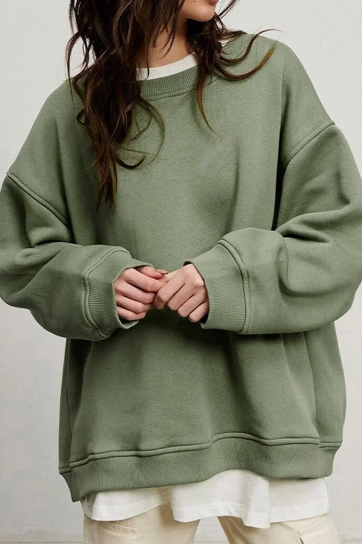 Oversized sweatshirt dam – bomull, casual med rund halsringning för bekväma vardagsoutfits