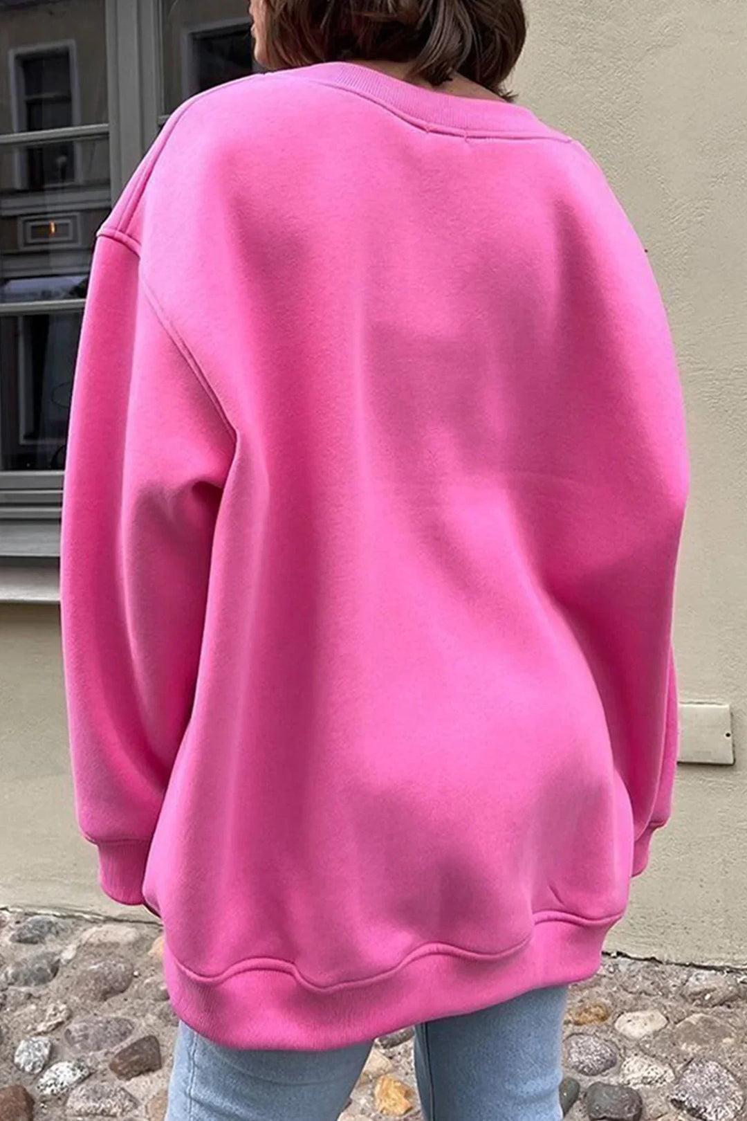 Oversized sweatshirt dam – bomull, casual med rund halsringning för bekväma vardagsoutfits