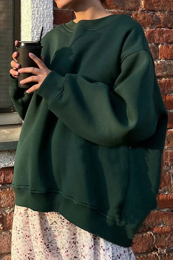 Oversized sweatshirt dam – bomull, casual med rund halsringning för bekväma vardagsoutfits