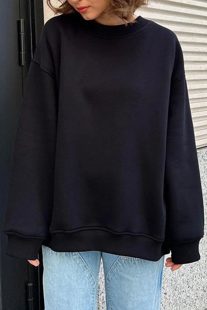 Oversized sweatshirt dam – bomull, casual med rund halsringning för bekväma vardagsoutfits