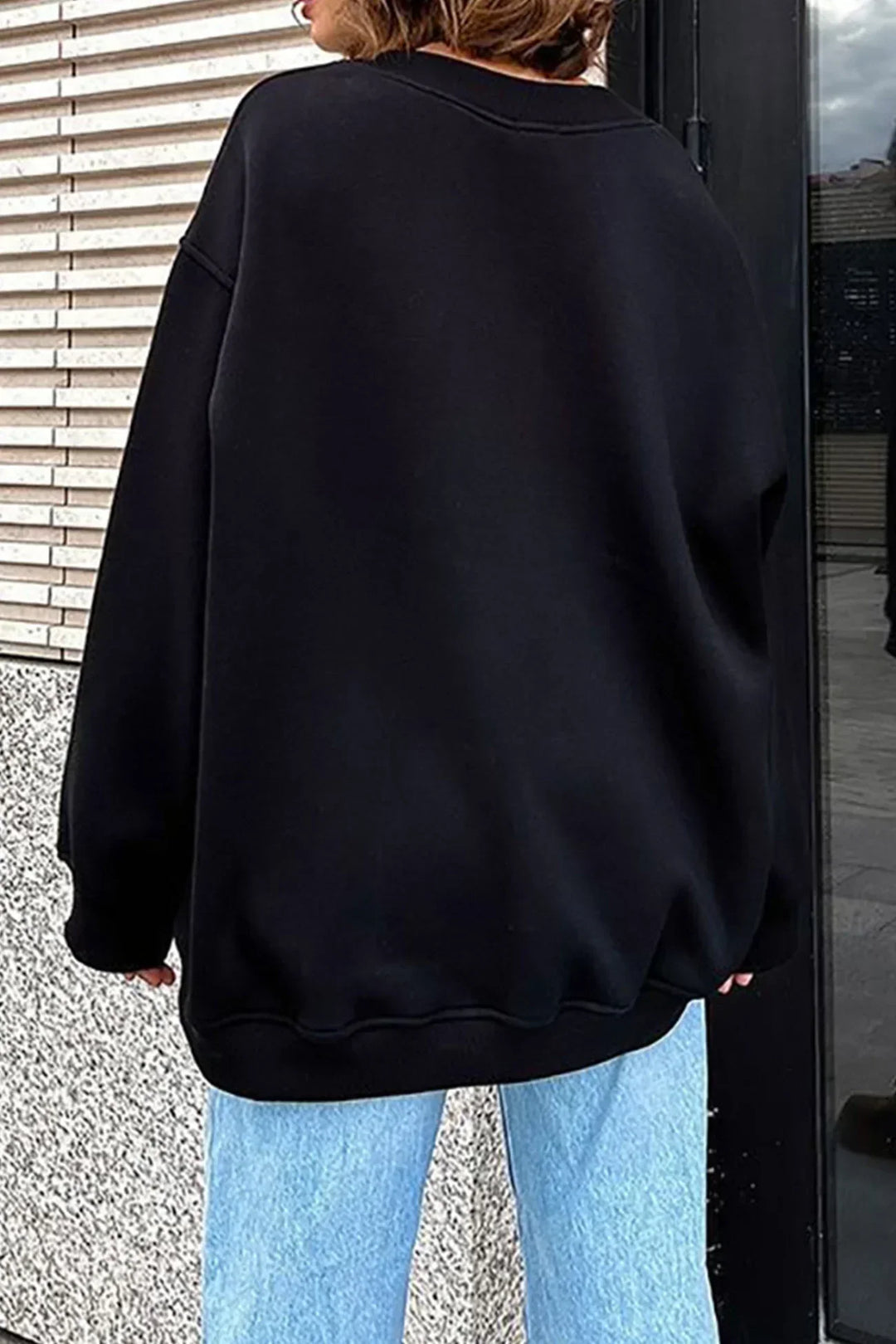 Oversized sweatshirt dam – bomull, casual med rund halsringning för bekväma vardagsoutfits