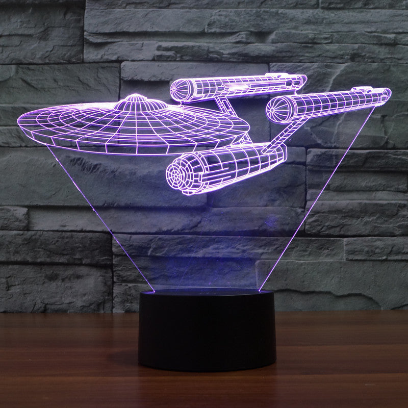 3D-illusionslampa Star Trek | Svävande Enterprise | LED-ljus i flera färger | 20 cm hög