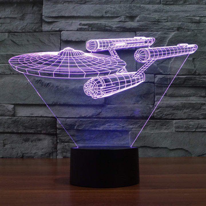 3D-illusionslampa Star Trek | Svävande Enterprise | LED-ljus i flera färger | 20 cm hög