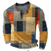 Henley-sweatshirt herr med knapplist och geometriskt mönster