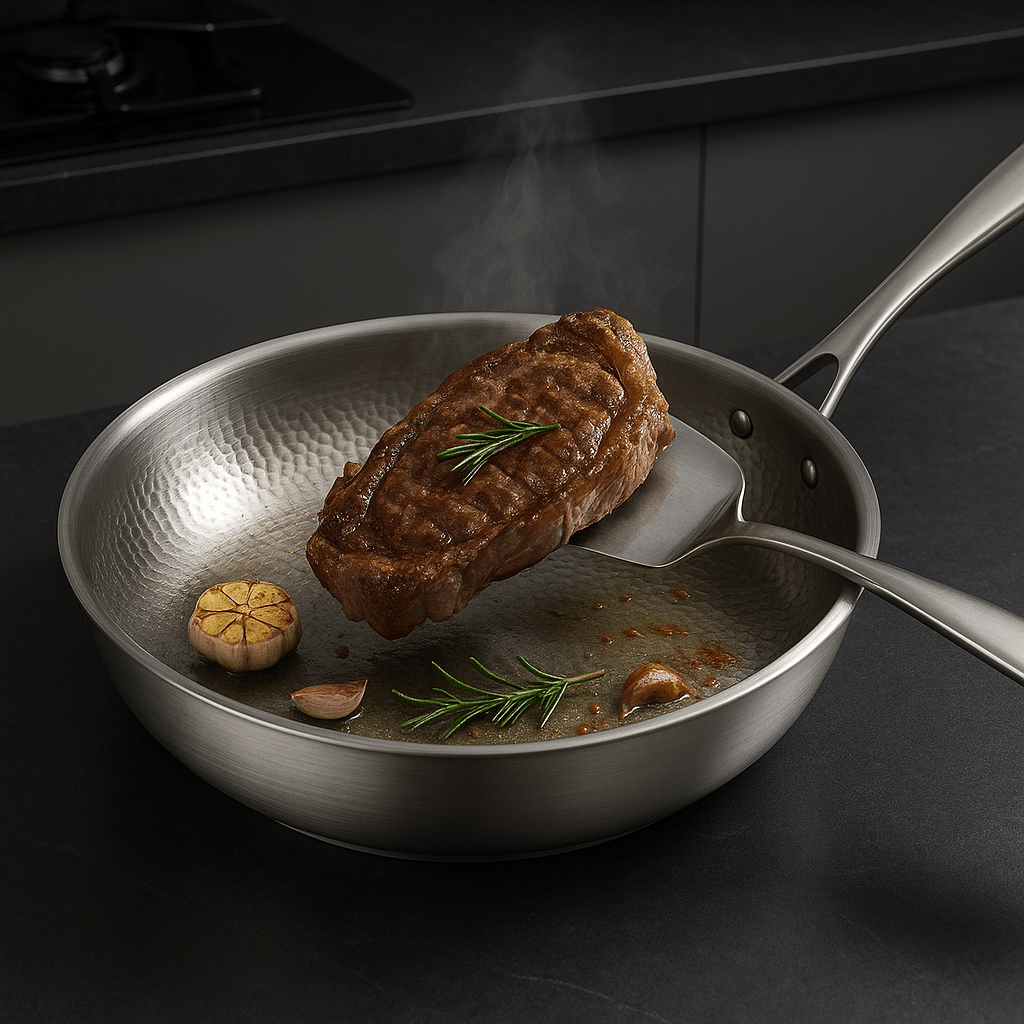TITAN-PREMIUM PAN – Stekpanna i titan av hög kvalitet utan beläggning för alla typer av spisar