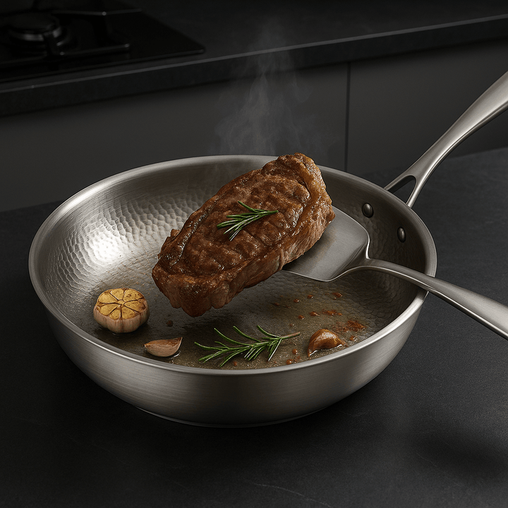 TITAN-PREMIUM PAN – Stekpanna i titan av hög kvalitet utan beläggning för alla typer av spisar