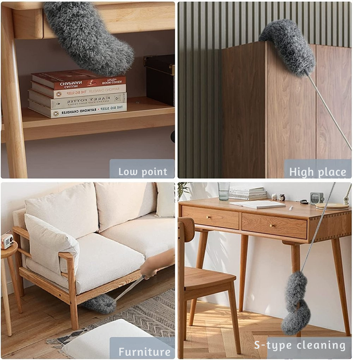 Teleskopisk mikrofiber-dammvippa | Extra lång räckvidd | Flexibelt huvud | Tvättbar | DustReach