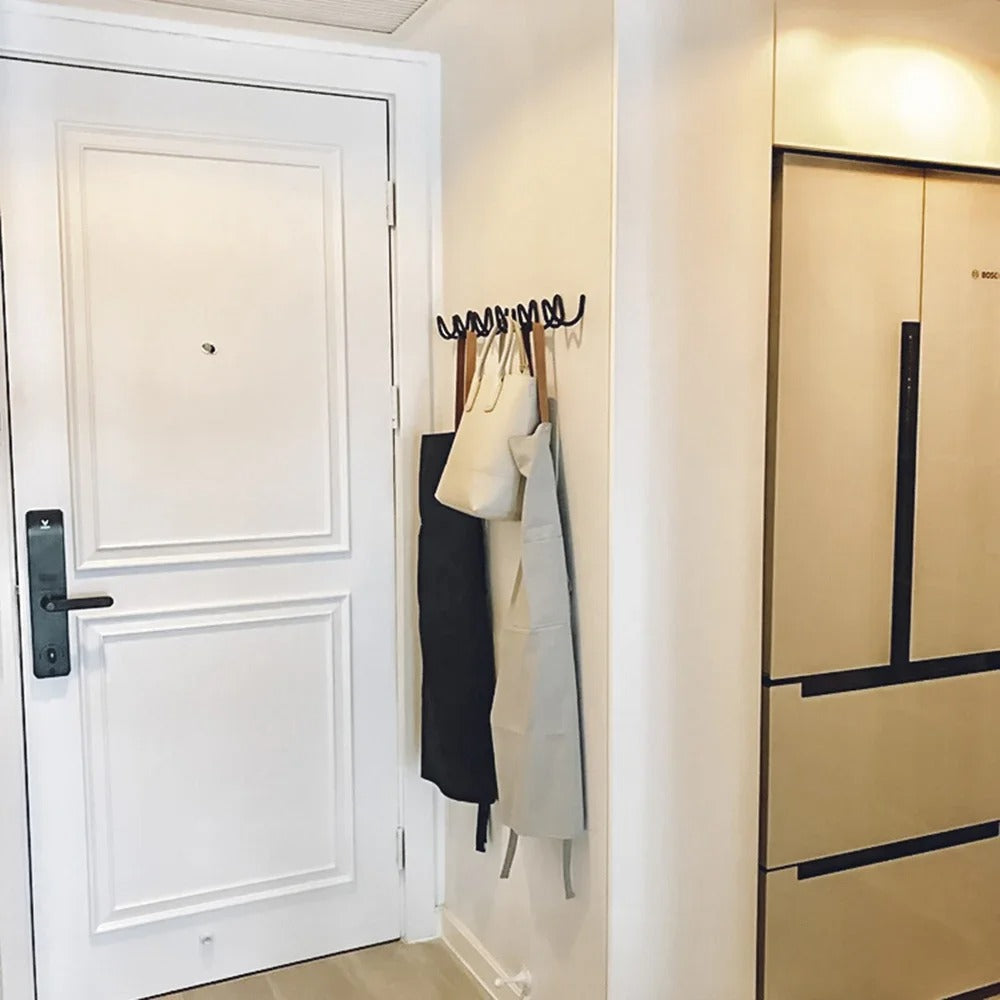 Väggkrok i smidesjärn med vågdesign för hall, sovrum och badrum