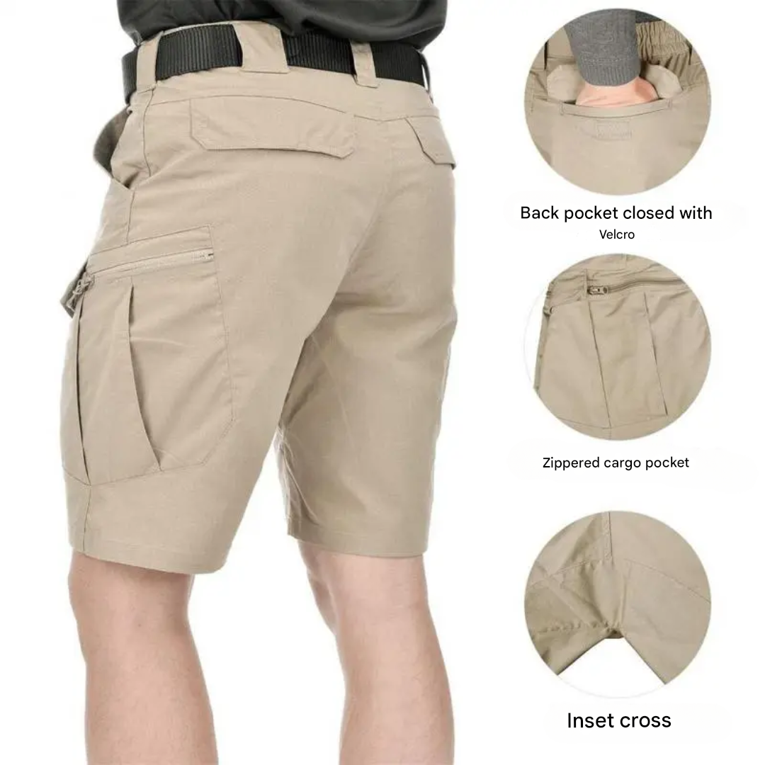 Utomhusshorts för herr med 6 dragkedjefickor - FlexTrek Cargo Shorts