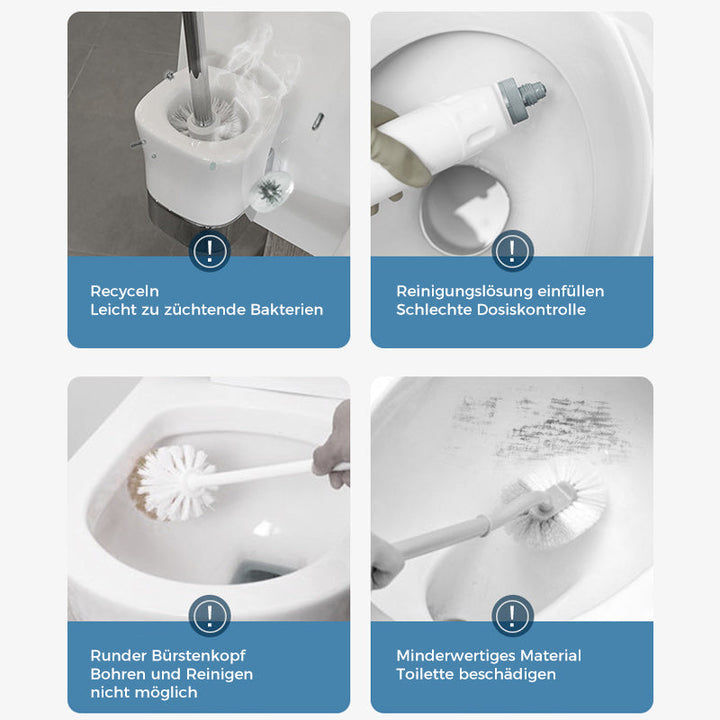 Toalettborste för engångsbruk | Antibakteriell | Hygieniska svamphuvuden | CleanClick