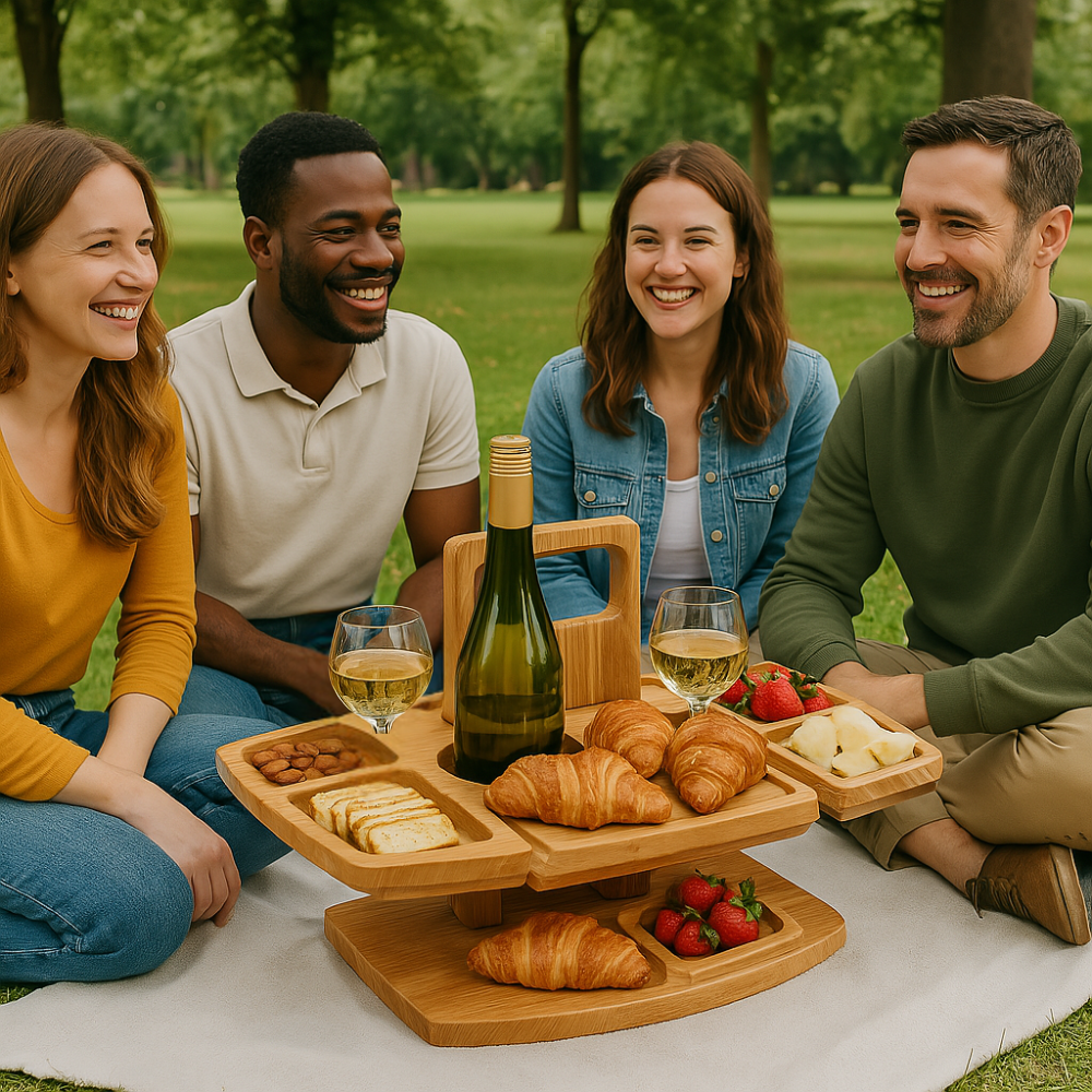 Bärbart picknickbord i trä – WineNest