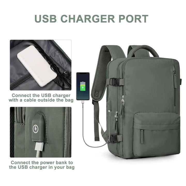 Multifunktionell damryggsäck 35 L med USB-port