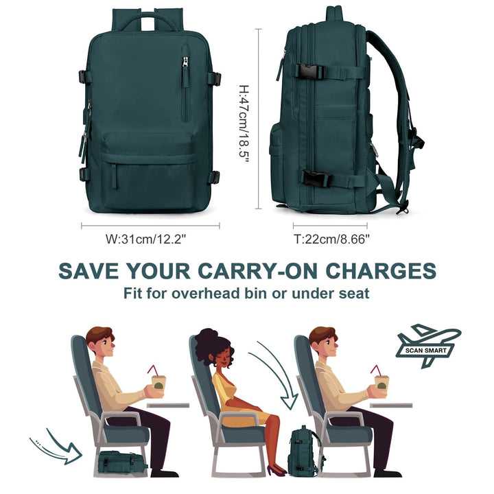 Multifunktionell damryggsäck 35 L med USB-port