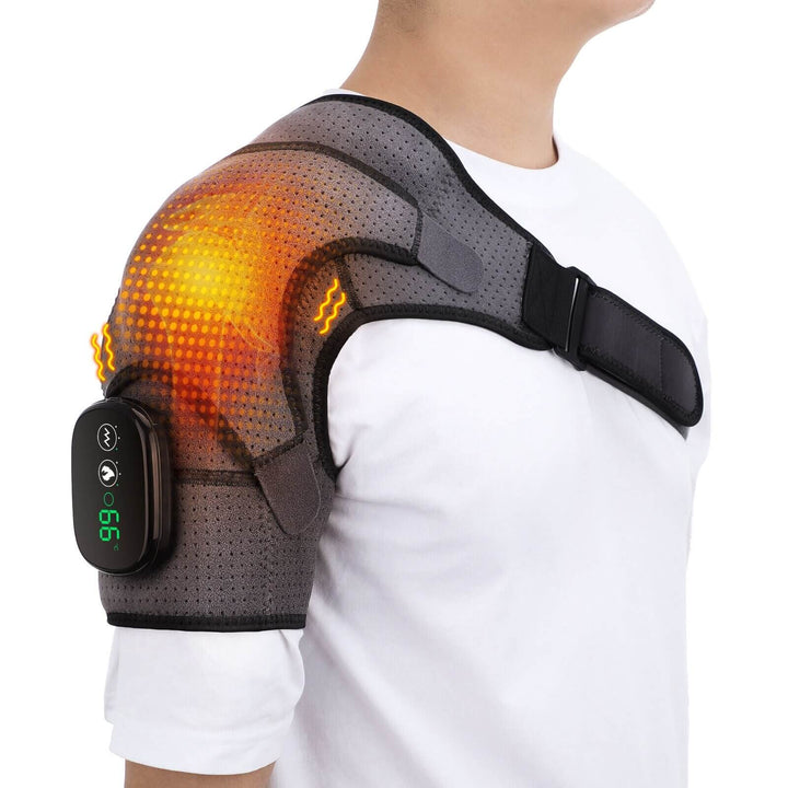 Bärbar axelmassageapparat med värmeterapi – ThermoFlex Pro