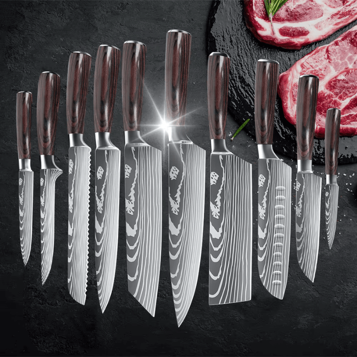 Set med kockknivar i professionell kvalitet och elegant design