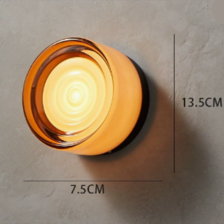 Rund modern vägglampa i glas med LED, 1 ljuskälla