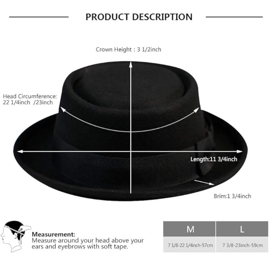 Pork pie-fedora i ullfilt - Evan