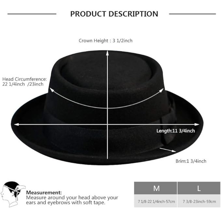 Pork pie-fedora i ullfilt - Evan