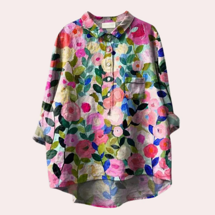 Blommig blus med somrig elegans