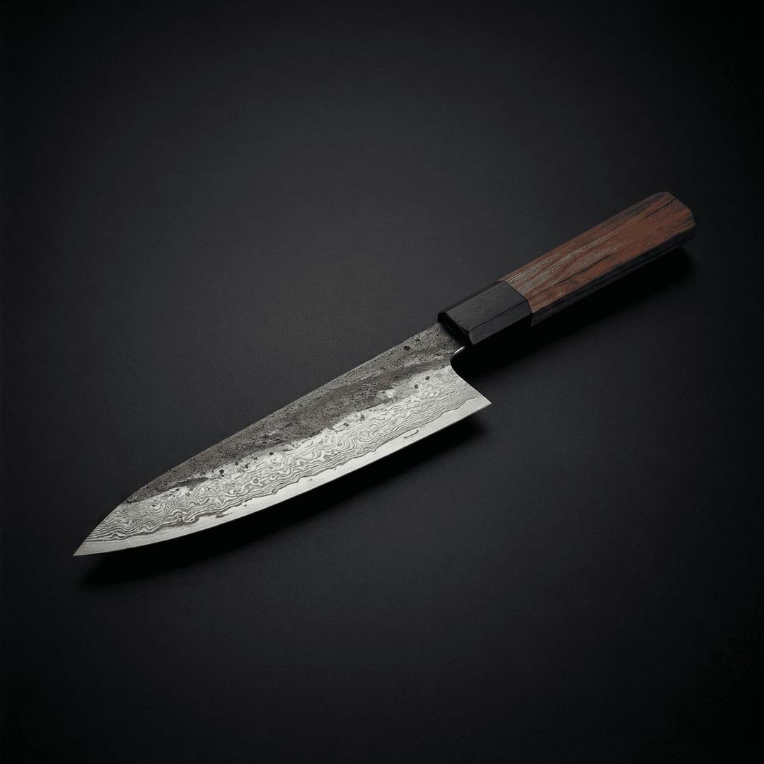 Kiritsuke-kniv, blad i rostfritt stål, handtag i järnträ, 8,5 tum