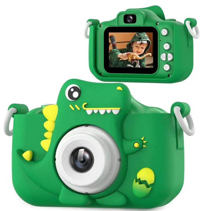 Barnkamera med HD-funktion och dinosauriedesign för de första fotoäventyren