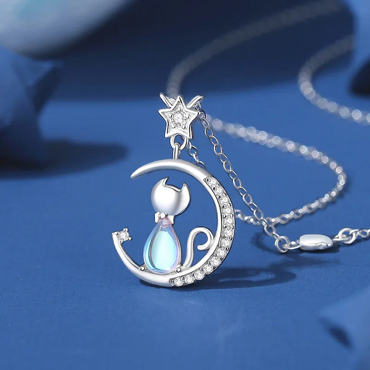 Katt Måne Halsband i sterlingsilver