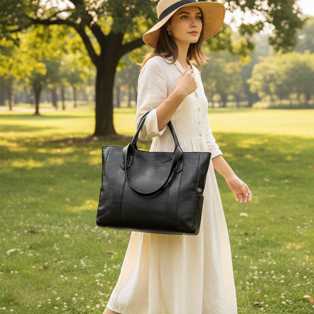 Elegant axelväska i läder med retrostil och slät yta