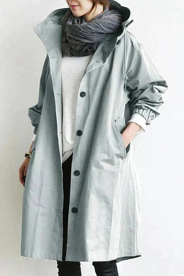 Oversized vattentät trenchcoat med huva
