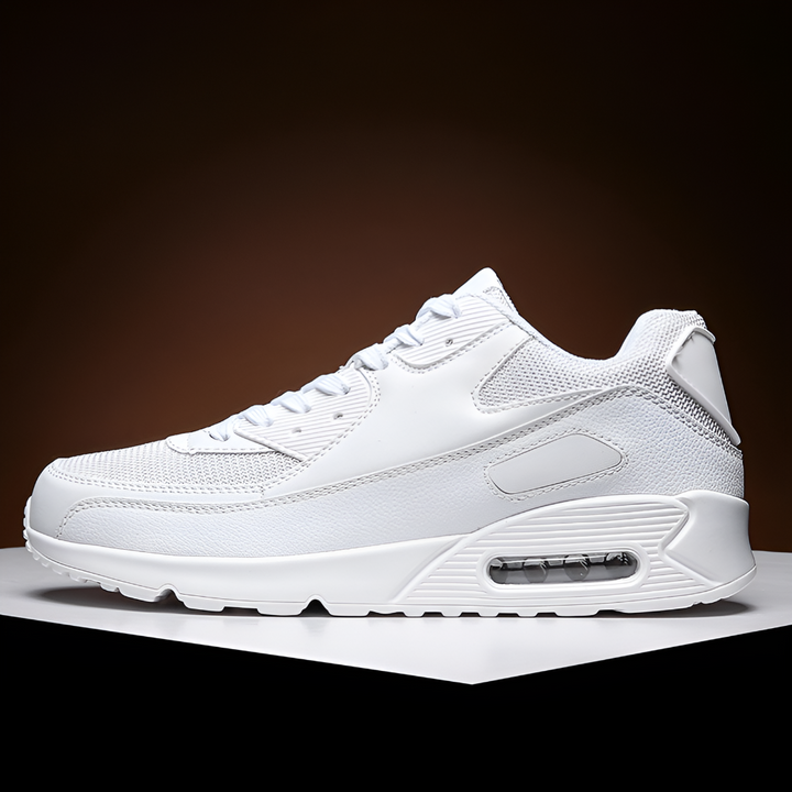 Hvide syntetiske stofsneakers med høj sål til mænd