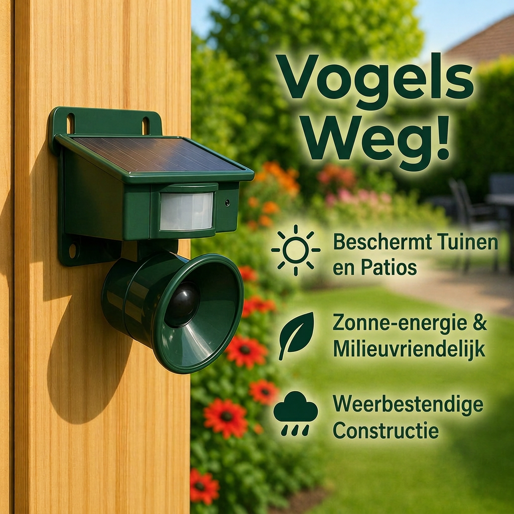 Fågelskrämma | Rörelsesensor med solenergi | Djurvänliga hökljud