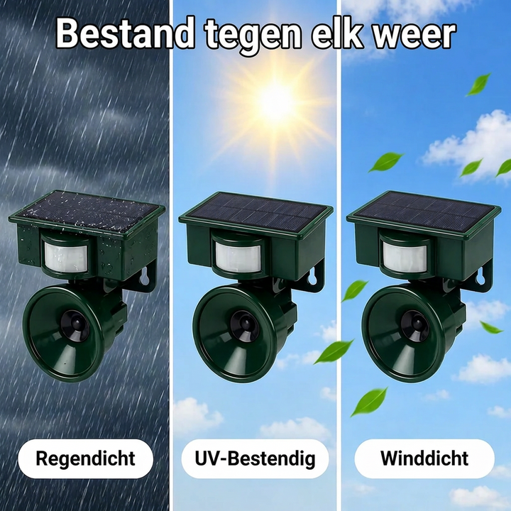 Fågelskrämma | Rörelsesensor med solenergi | Djurvänliga hökljud