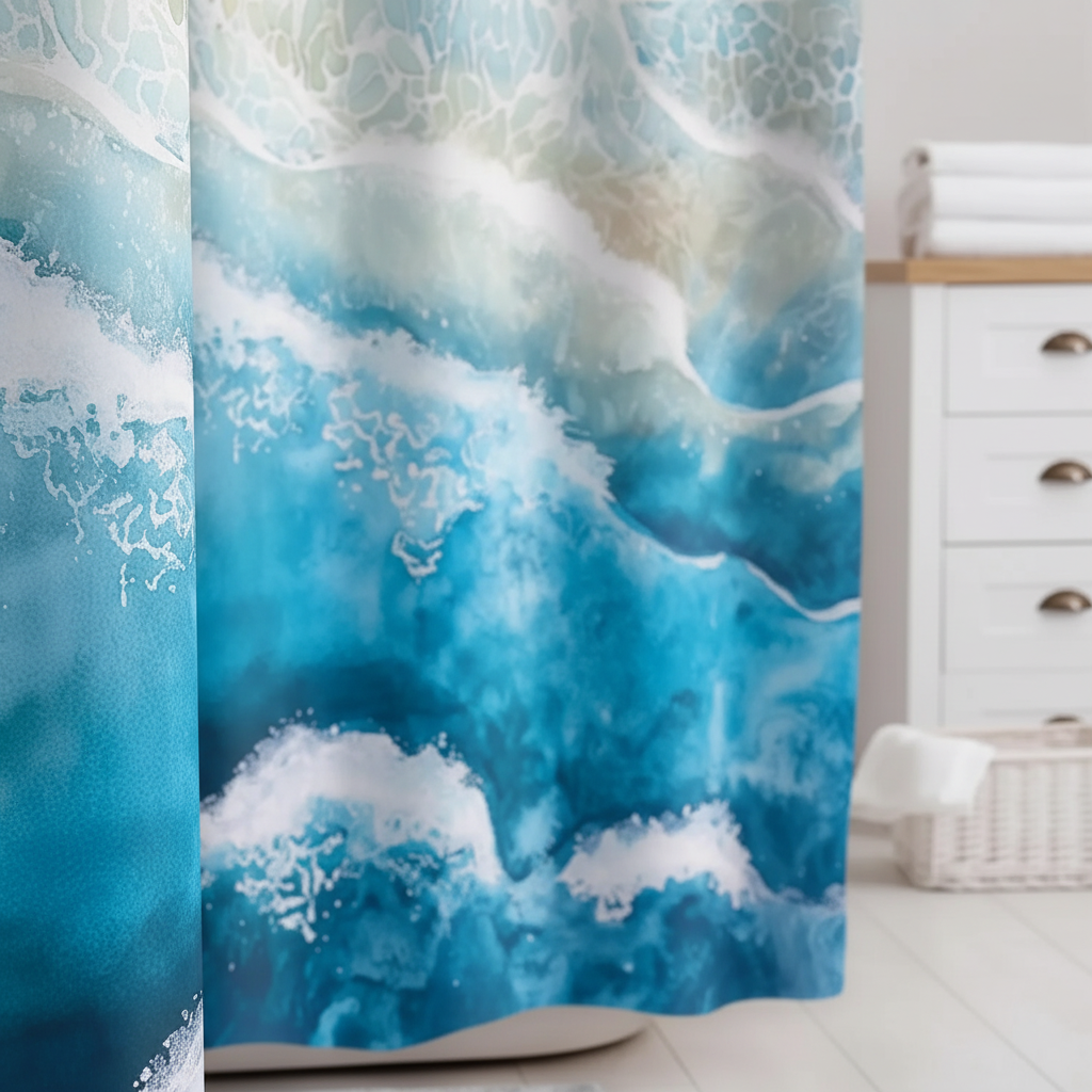 Vattentätt duschdraperi i polyester - Coastella