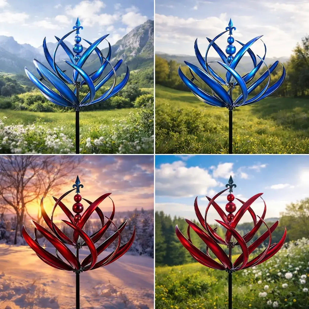 Vindsnurra: Lotus-vindsnurra i metall – rostbeständig trädgårdsdekoration