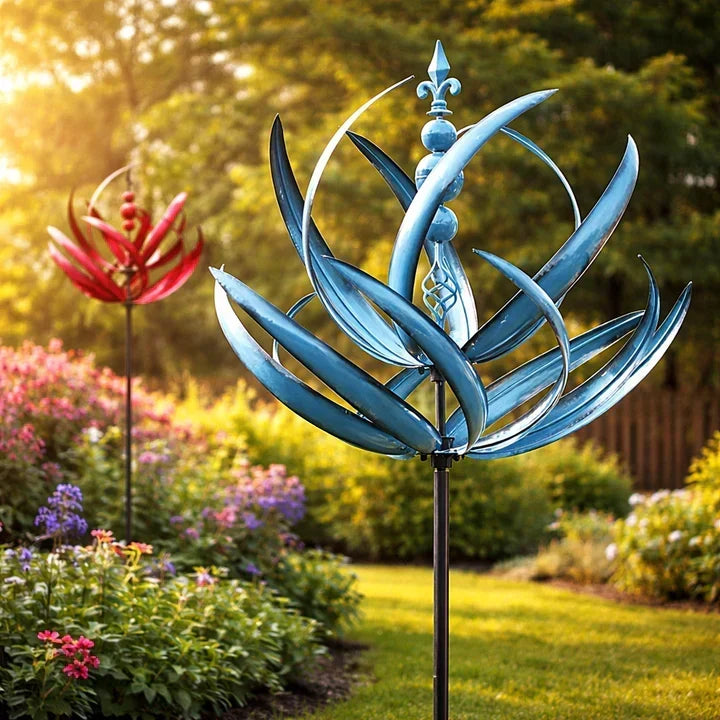 Vindsnurra: Lotus-vindsnurra i metall – rostbeständig trädgårdsdekoration