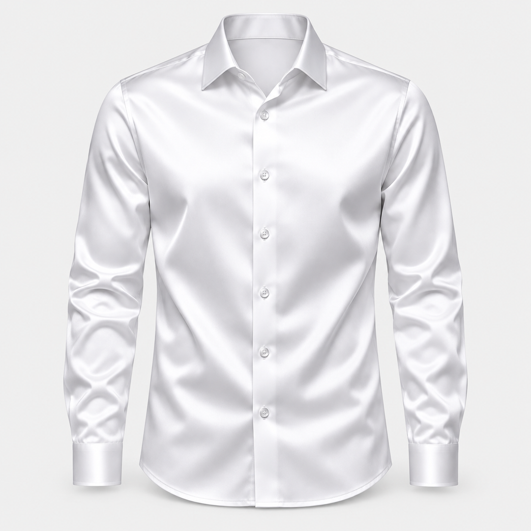 Skjorta herr slim fit – satinlook med stretch