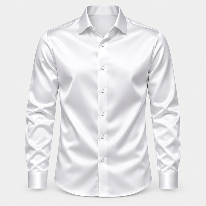 Skjorta herr slim fit – satinlook med stretch