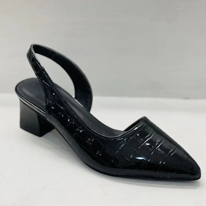 Elegante ortopediske pumps med krokodillepreget design