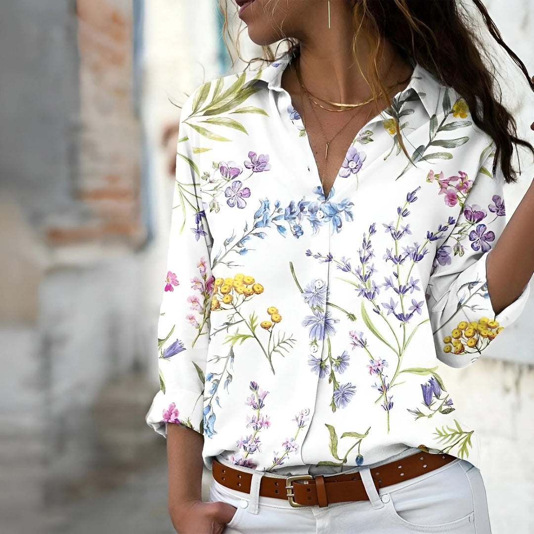 Kuviollinen pusero rentoon eleganssiin