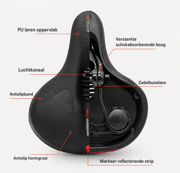 Ergonomisk komfortcykelsadel med urtag – med 2 tum tjockt skumgummi och vattentätt PU-läder